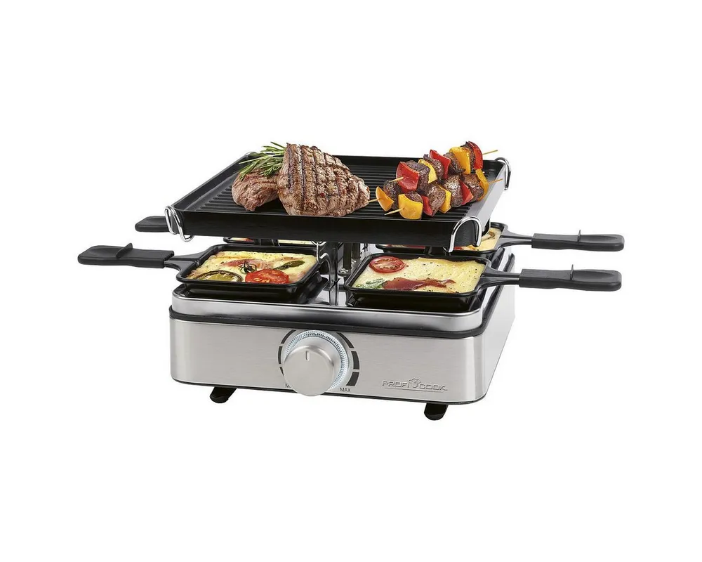 ProfiCook Raclette PC-RG 1301, Raclette, inkl. 4 Pfännchen und 4 Spachtel