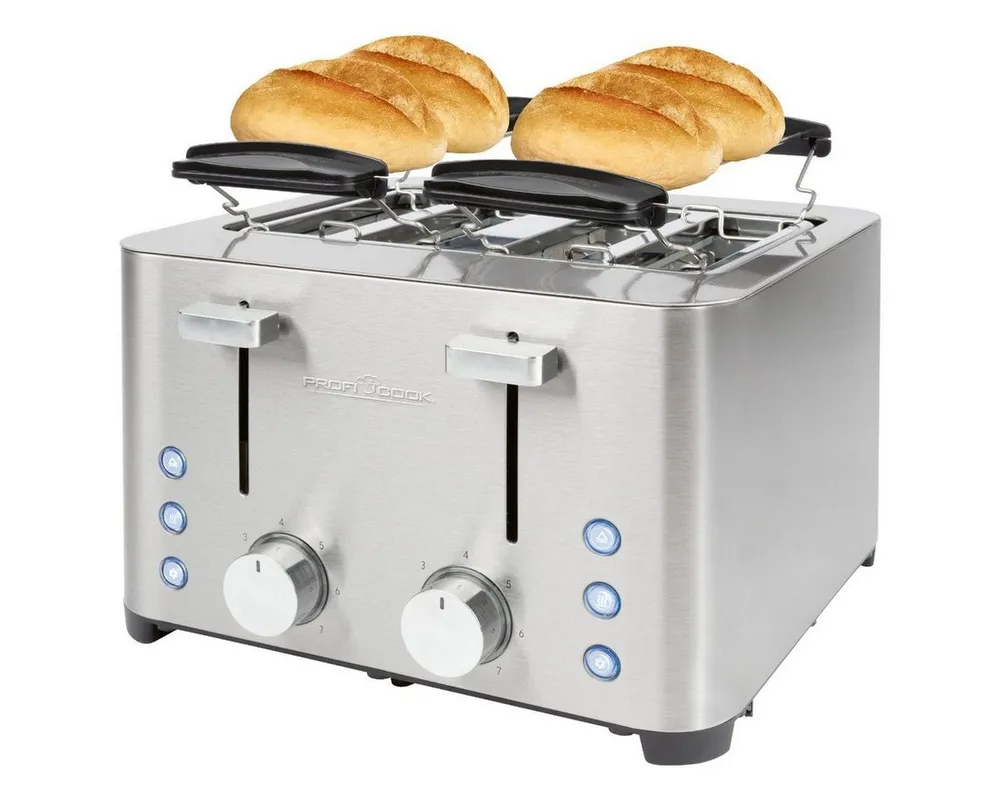 ProfiCook Toaster PC-TA 1252, Toaster 4 Scheiben, 2 getrennte Bedienelemente