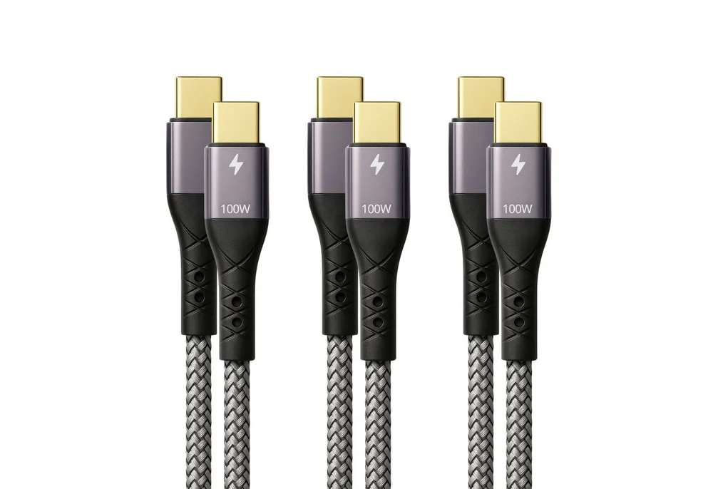 ProfiPatch ProfiPatch USB C Kabelset 100W PD 3.0 5A E-Mark Chip 0,5m+1m+2m grau USB-Kabel