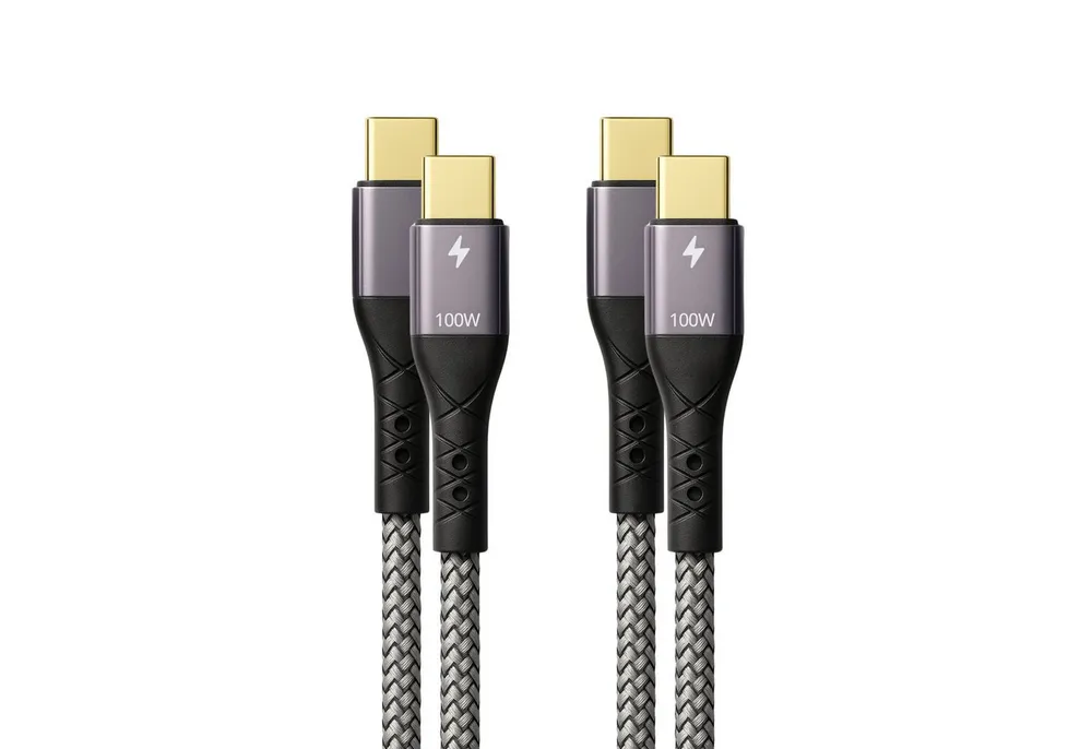 ProfiPatch ProfiPatch USB C Kabelset 100W PD 3.0 5A E-Mark Chip 2x1m Goldkontakt USB-Kabel