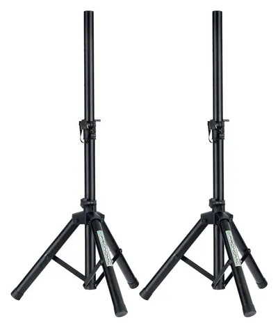 Pronomic Lautsprecherständer Paar Boxenstative - Niedriger Monitor-Ständer aus Stahl, (bis 0 Zoll, Höhenverstellbar, 2-tlg., Belastbarkeit bis 50 kg, Ideal für Linienstrahler, Akustik-Verstärker)