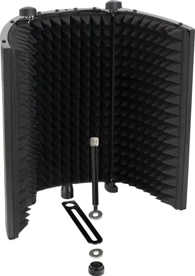 Pronomic Mikrofon-Halterung MP-80F Micscreen Schwarz - Ideal für Studio/Podcast & 2 Klappgelenke, (bis 0 Zoll, verhindert unerwünschte Schallreflektionen oder Echos)