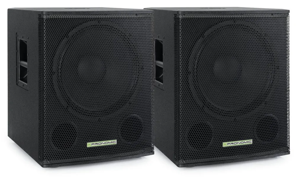 Pronomic SA-15 SUB Aktiv Subwoofer - 2x 15" Speaker mit Bassreflex-Öffnungen Subwoofer (keine Netzwerkstandard, 700 W, max. SPL: 128 dB - 35mm-Flansch)