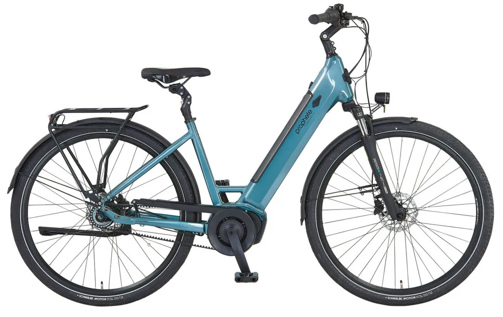 Prophete E-Bike Cityrad Geniesser 5.0 mit Gates Riemenantrieb, 7 Gang Shimano Nexus Schaltwerk, Nabenschaltung, Mittelmotor, 540 Wh, Suntour Parallelogramm Federsattelstütze