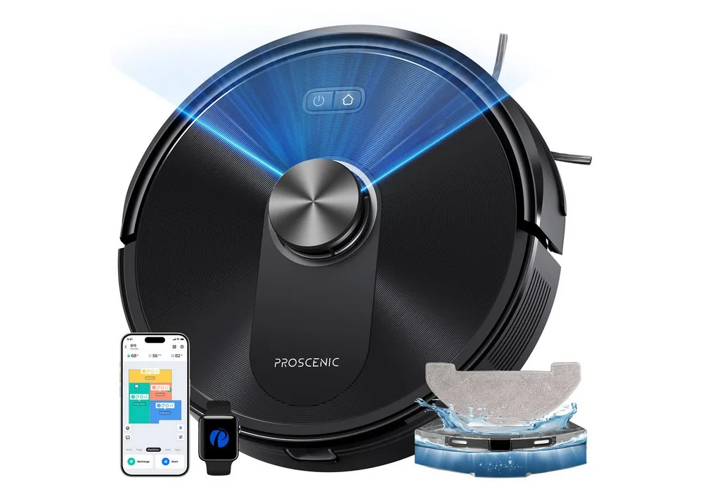 Proscenic Saugroboter 8000Pa, 200 min, 64dB, 360°-LiDAR-Navigation, beutellos, mit Alexa, Google Home, Siri, IFTTT und der App (Upgrade vom Q8)