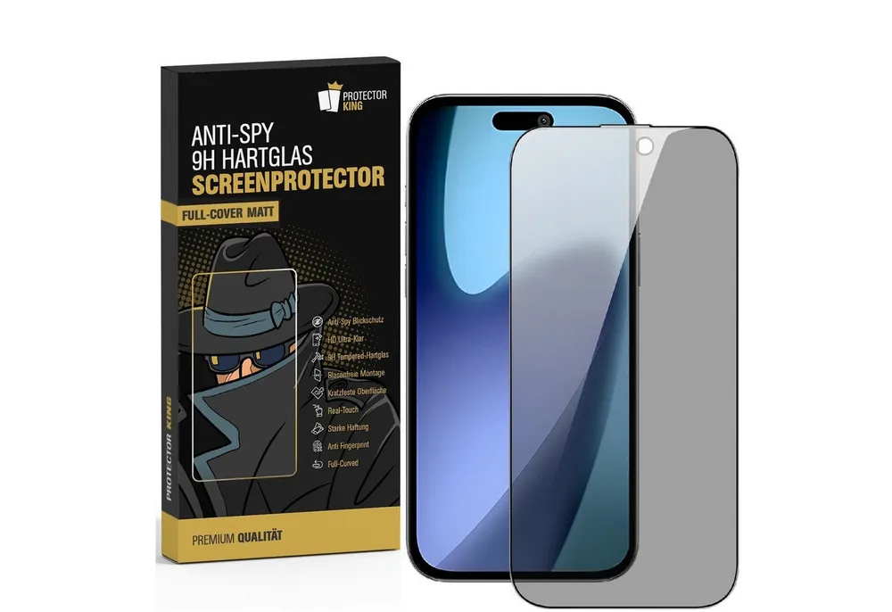 Protectorking Displayschutzfolie 2x Blickschutz 9H Panzergla Full-Screen Anti-Spy Anti-Reflex matt für Apple iPhone 17 Pro Max, 2 Stück, Displayschutzfolie, Schutzfolie, Bildschirmschutz, kratz- & stoßfest