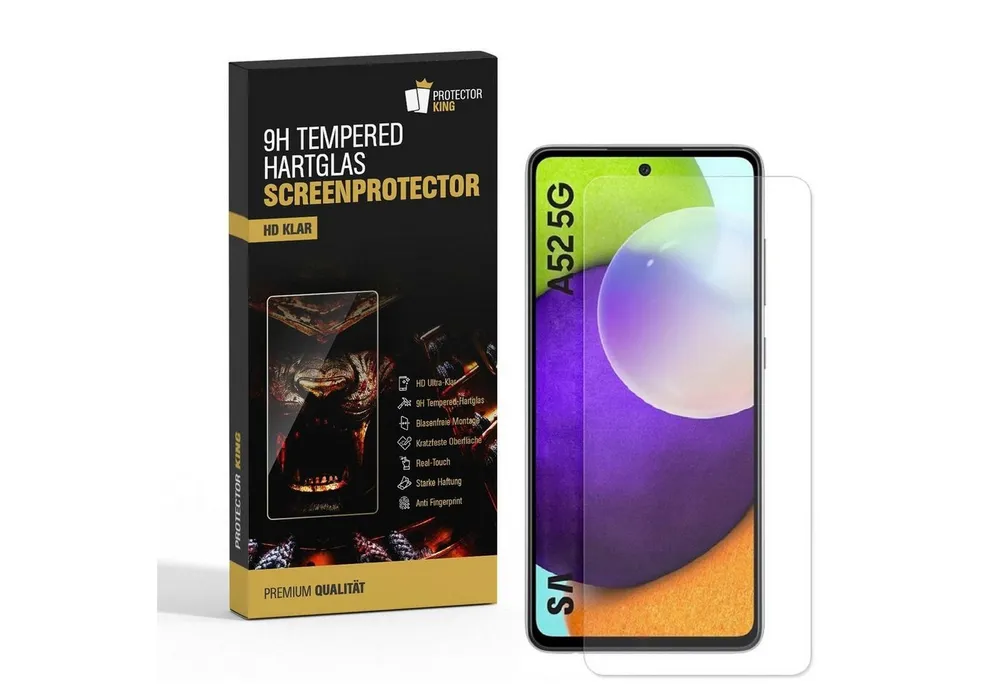 Protectorking Schutzfolie 2x 9H Hartglas für Samsung Galaxy A52 Panzerfolie Displayschutz Displa, (2-Stück), Displayschutzglas, Schutzglas Echtglas Tempered 9H Härte HD-KLAR