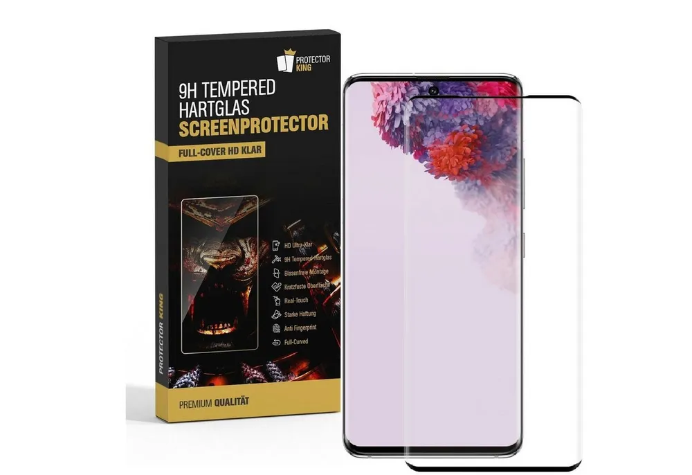 Protectorking Schutzfolie 2x 9H Panzerglas für Samsung Galaxy S20 FULL CURVED Schutzfolie Schutz, (2-Stück), Displayschutzglas, Schutzglas Echtglas Tempered 9H Härte HD-KLAR