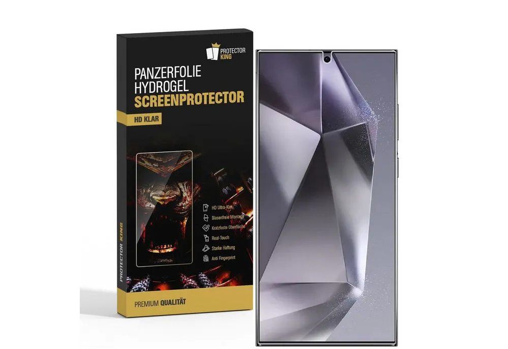 Protectorking Schutzfolie 2x Hydrogel-Glass für Samsung Galaxy S25 Ultra FULL COVER HD KLAR, (2-Stück), Selbstheilend für micro Kratzer, Displayschutz HD KLAR