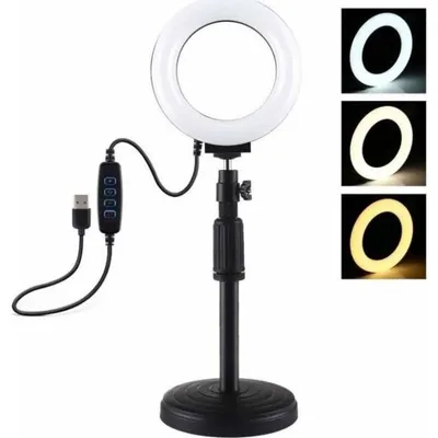 Puluz PU391 LED-Ringlicht mit verstellbarem Stativ 12 cm USB 6,5W 3200-6500K