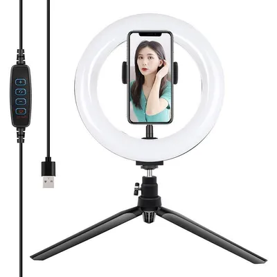 LED-Ringlampe Puluz PKT3073B 20 cm mit Smartphone-Halterung