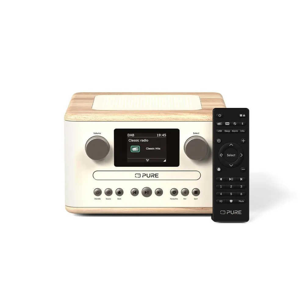 Classic C-D4 Baumwoll-Weiß/Eiche DAB+ Radio mit CD Player