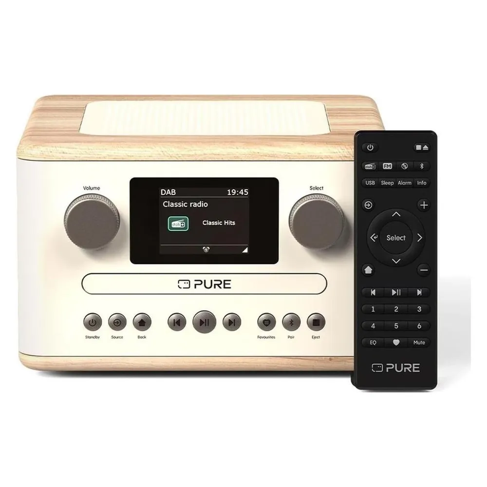 Classic C-D4 Baumwoll-Weiß/Eiche DAB+ Radio mit CD Player
