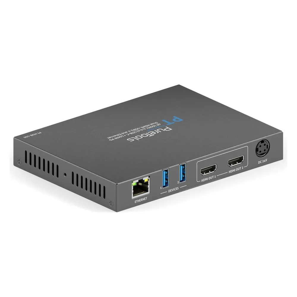 Purelink PureTools - ProAV USB-C Alt-mode Docking Station - 4K (60Hz 4:4:4) USB-C + 100W PD Dual 4K HDMI Aus