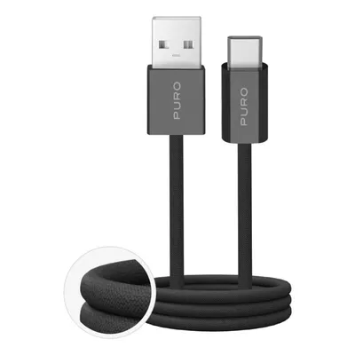USB-Kabel PURO PUCAC10WFABK415MTBLK 1,5 m USB-A auf USB-C Schwarz