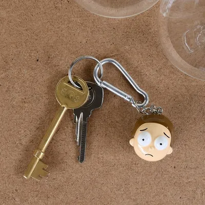 Rick & Morty Pyramiden-Schlüsselanhänger aus Polyresin mit geprägtem Design und Karabiner