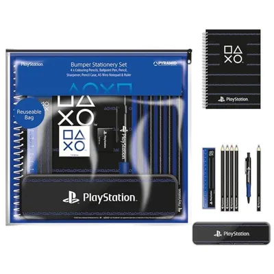 Pyramid PlayStation 5-Schreibwarenpaket: Bleistifte, Kugelschreiber, Lineal, Spitzer, Radiergummi, Federmäppchen, Notizbuch