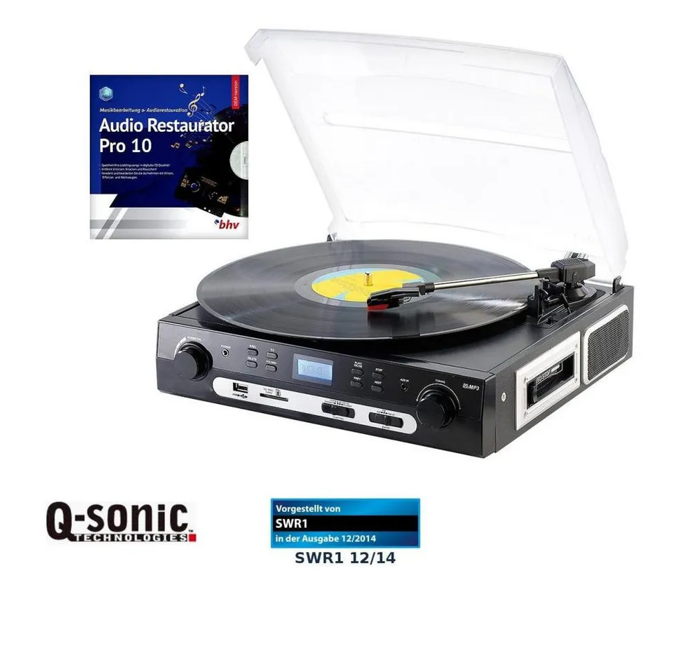 Q-Sonic UPL-855.MP3 Plattenspieler und Digitalisierer Schallplatten MC Multifunktionsspieler (Riemenantrieb)