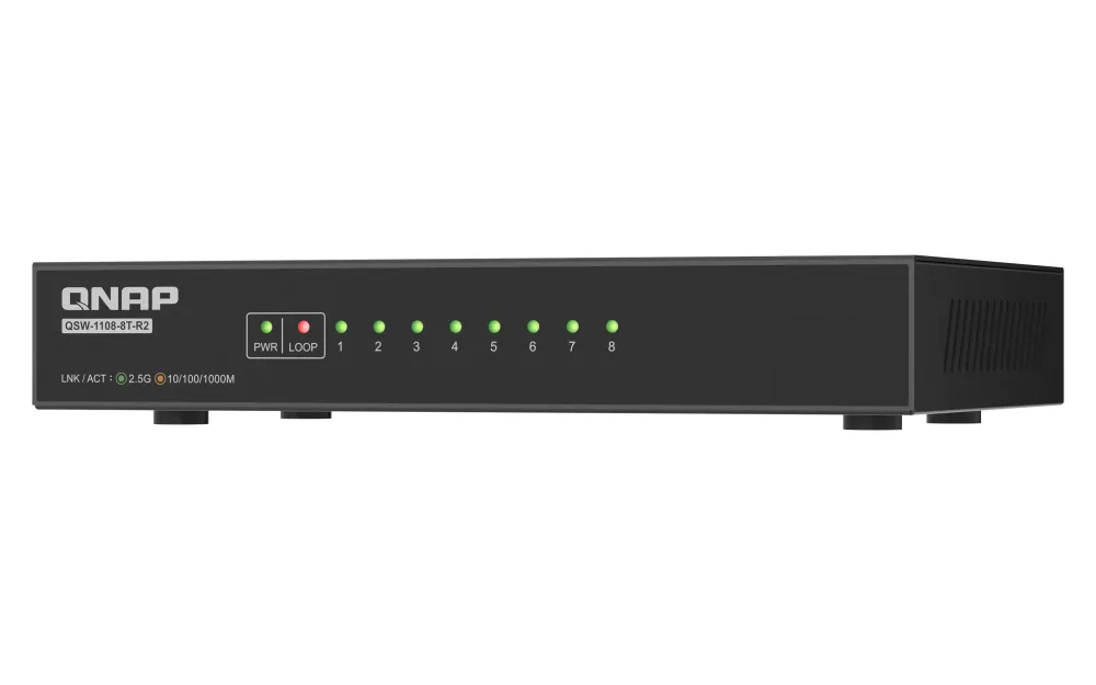 Netzwerk-Switch QNAP QSW-1108-8T-R2 8-Port 2.5G Ethernet Desktop Lüfterlos