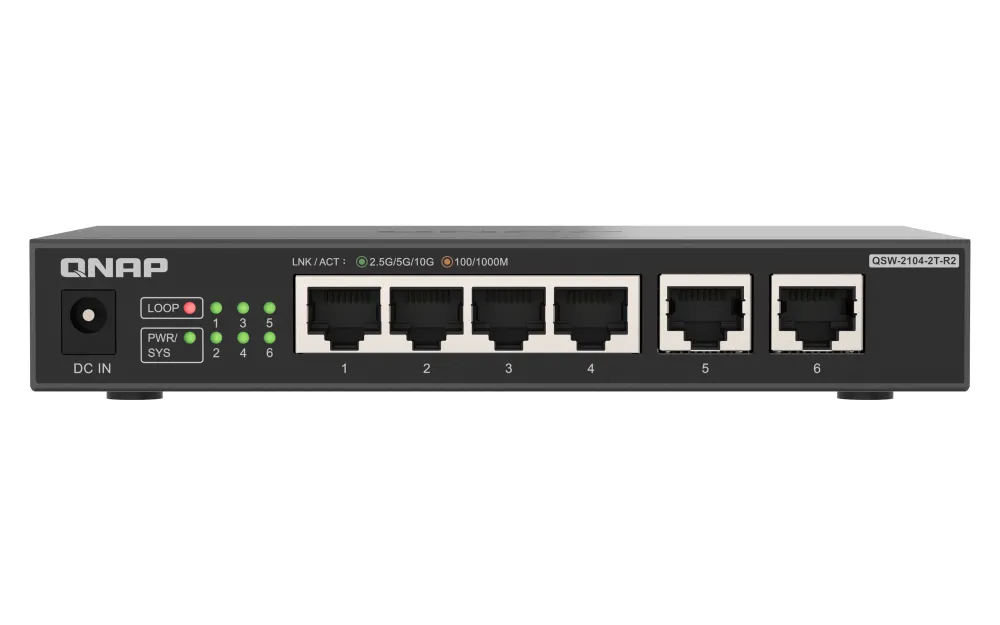 Netzwerkswitch QNAP QSW-2104-2T-R2 6 Ports 2 x 10GbE 4 x 2,5GbE Desktop