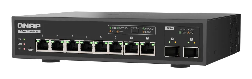 Switch QNAP QSW-L3208-2C6T Managed L2 10GbE 8 Ports Desktop
