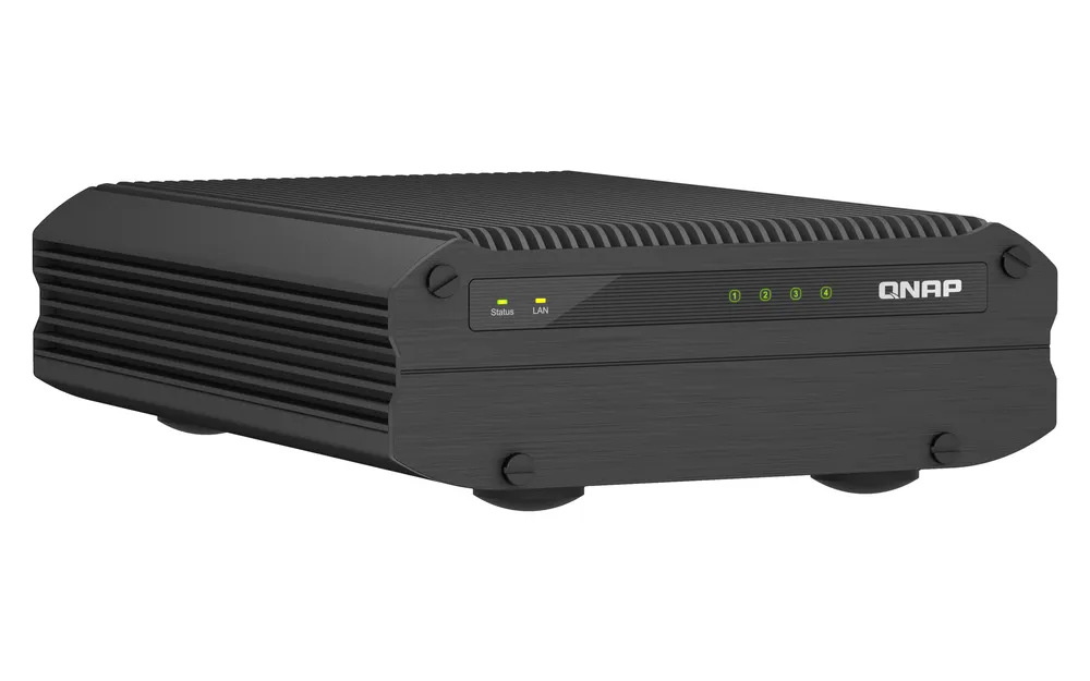 NAS Tower QNAP TS-I410X 8GB 2x10GbE Intel Atom x6425E RAID lüfterlos Industrie