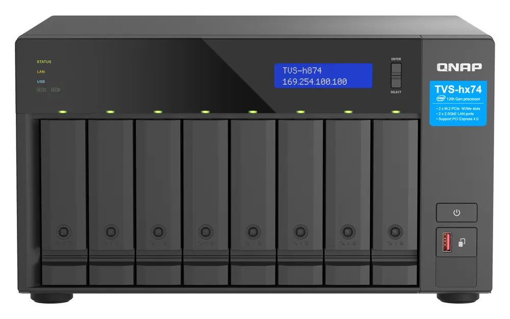 NAS QNAP TVS-h874 8-Bay Intel Core i7 32GB DDR4 2.5GbE PCIe 4.0 Tower