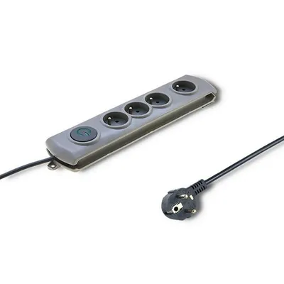 Steckdosenleiste Qoltec 50164 4 Steckplätze mit Schutz und Schalter grau