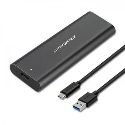 SSD-Gehäuse Qoltec 50311 M.2 SATA Aluminium Schwarz USB Type-C