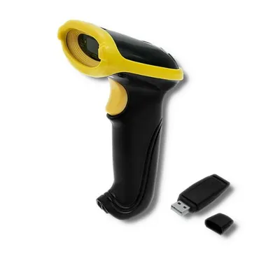 Barcodescanner Qoltec 50862 kabellos Laser 1D 60 cm USB Schwarz Gelb