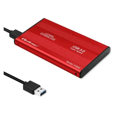 Qoltec External Hard Drive Case HDD/SSD 2.5" SATA3 USB 3.0 Raudona