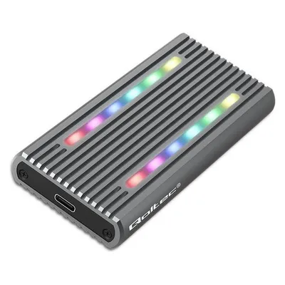 Qoltec Obudowa kieszeń na dysk M.2 SSD SATA NVME RGB LED USB-C