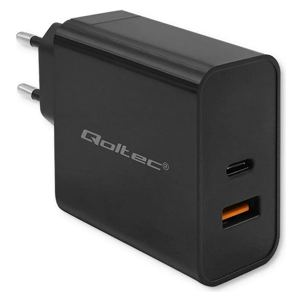 Qoltec Ładowarka Super Quick PD 65W 5-20V 1.5-3.25A 1xUSB typ C 1xUSB A Czarna
