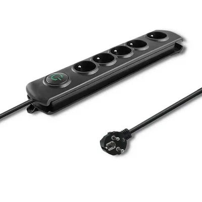 Steckdosenleiste Qoltec 50269 5 Steckplätze mit Schalter und Schutz schwarz