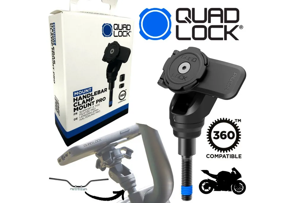 Quad Lock Handy-Halterung QUAD LOCK Handlebar Clamp Mount PRO Motorrad Lenkerklemmen Halterung