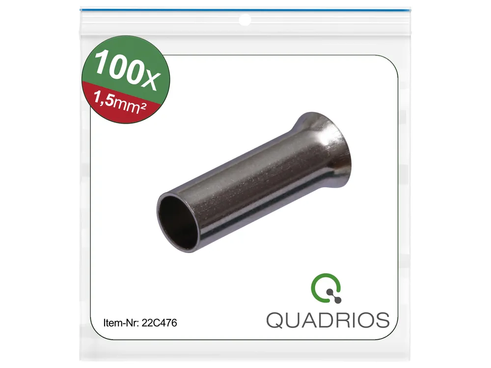 QUADRIOS Aderendhülse, 22C476, 1,5 mm², Unisoliert, 100 Stück