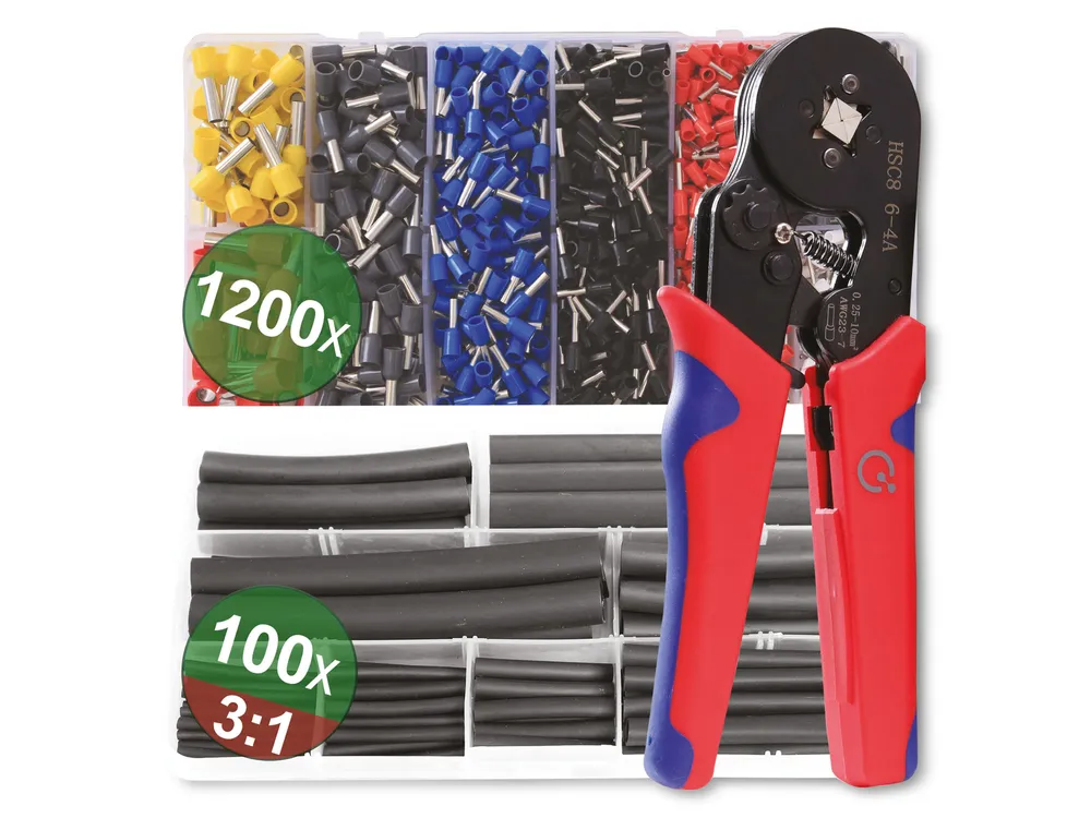 QUADRIOS Crimpzange Set Aderendhülesen 22T009, Schrumpfschlauch