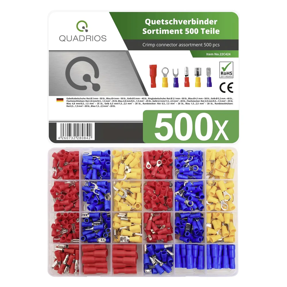 QUADRIOS Quetschverbinder-Sortiment 22C424, 500 Stück