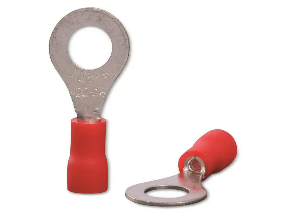 QUADRIOS Ringkabelschuh 22C443, 0,5 - 1,5 mm², rot, Teilisoliert, Loch-Ø 6,5 mm, 100 Stück