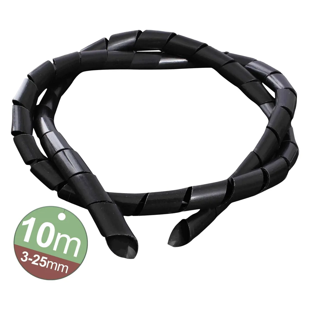 QUADRIOS Spiralschlauch 2111C144, Schwarz, PE, 3 bis 25 mm, 10 m