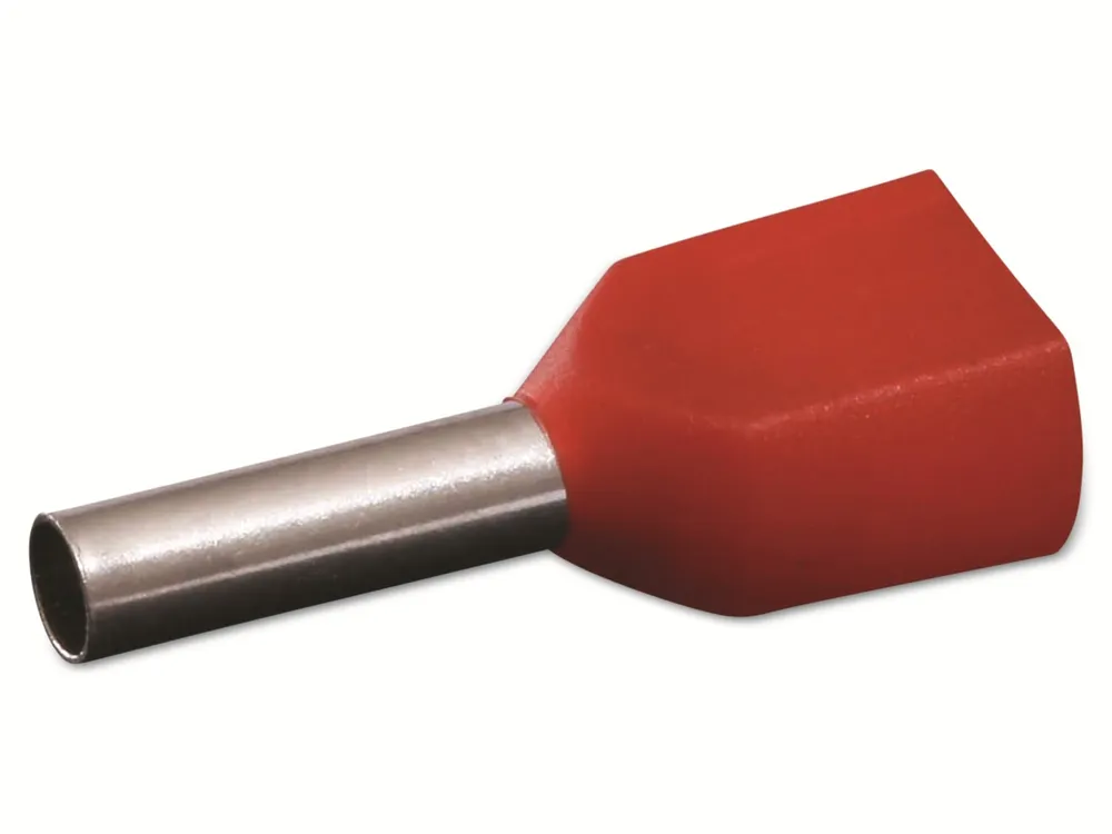 QUADRIOS Zwillings-Aderendhülse 22C435, 1 mm², Rot, Teilisoliert, 100 Stück