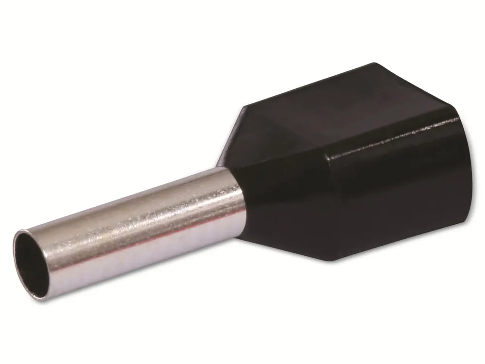 QUADRIOS Zwillings-Aderendhülse 22C436, 1,5 mm², Schwarz, Teilisoliert, 100 Stück