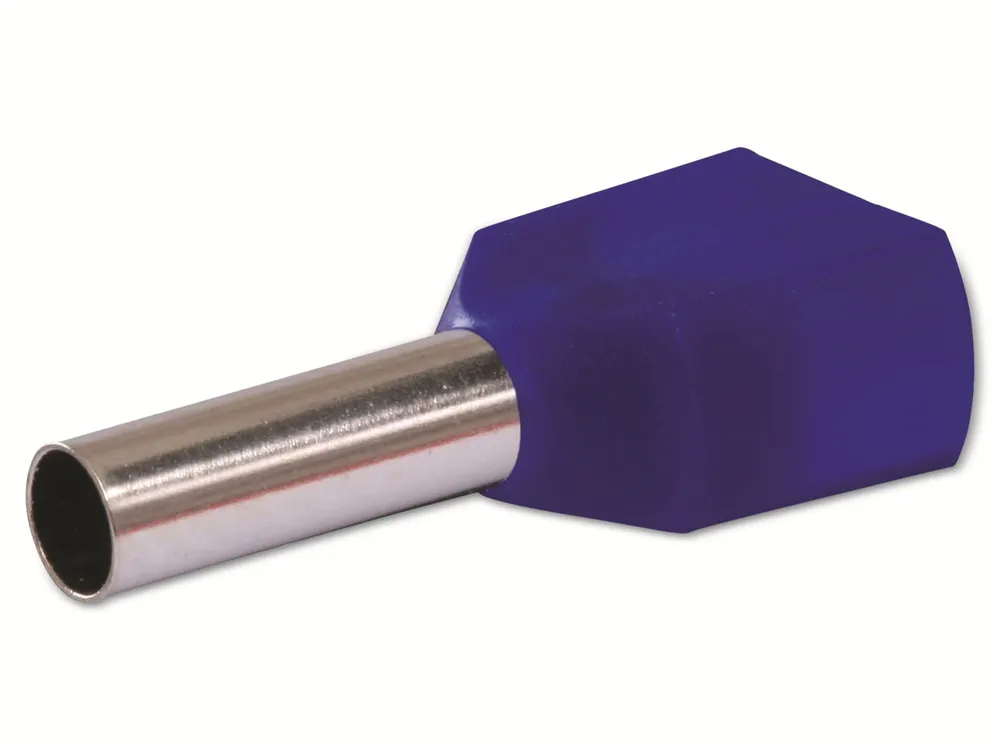 QUADRIOS Zwillings-Aderendhülse, 22C437, 2,5 mm², Blau, Teilisoliert, 100 Stück
