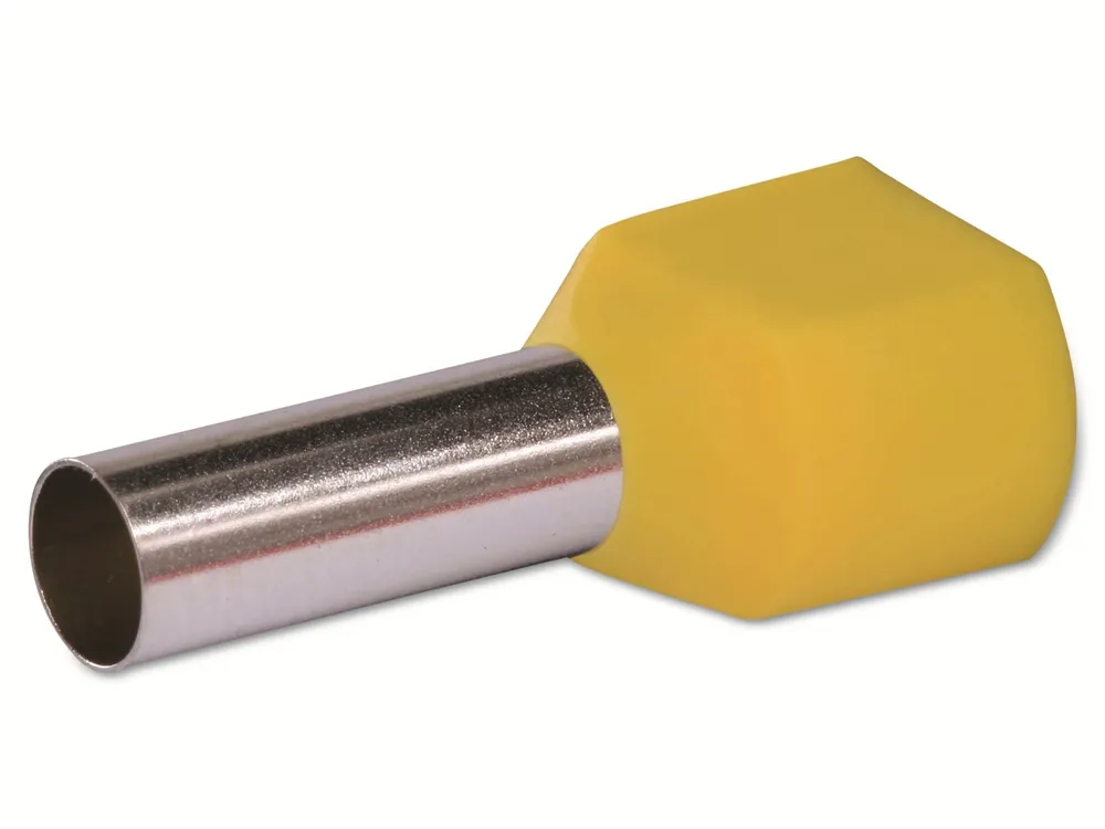 QUADRIOS Zwillings-Aderendhülse 22C439, 6 mm², Gelb, Teilisoliert, 100 Stück