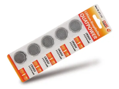 QUATPOWER Knopfzelle, CR2032, Lithium, 3 V, 210 mAh, 5 St.