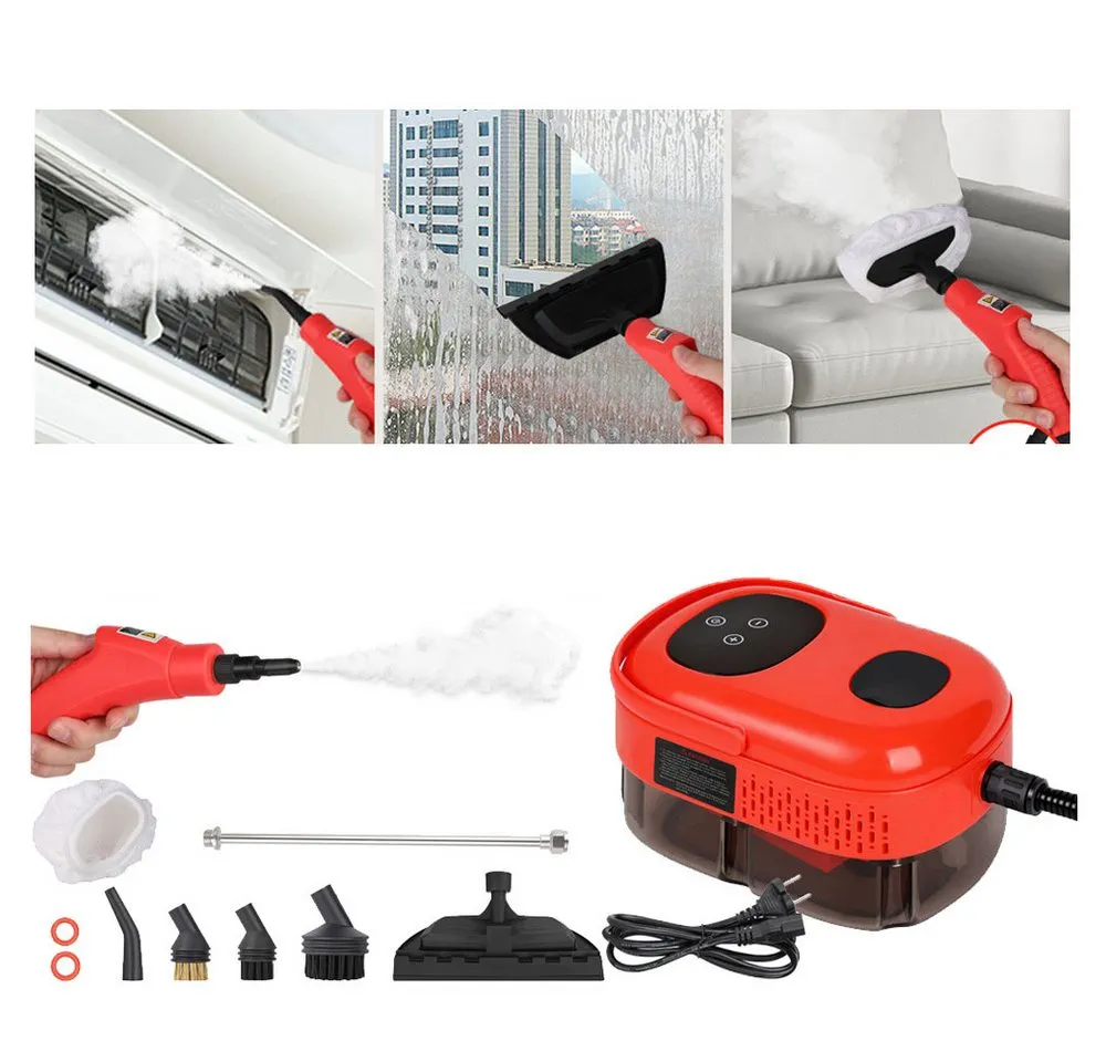 QUBEBU Handdampfreiniger 2500W Tragbarer Dampfreiniger Multifunktionaler Handdampfreiniger, 2500,00 W, mit 6 Geschwindigkeiten einstellbar und 3 Arten von Bürstenköpfen.
