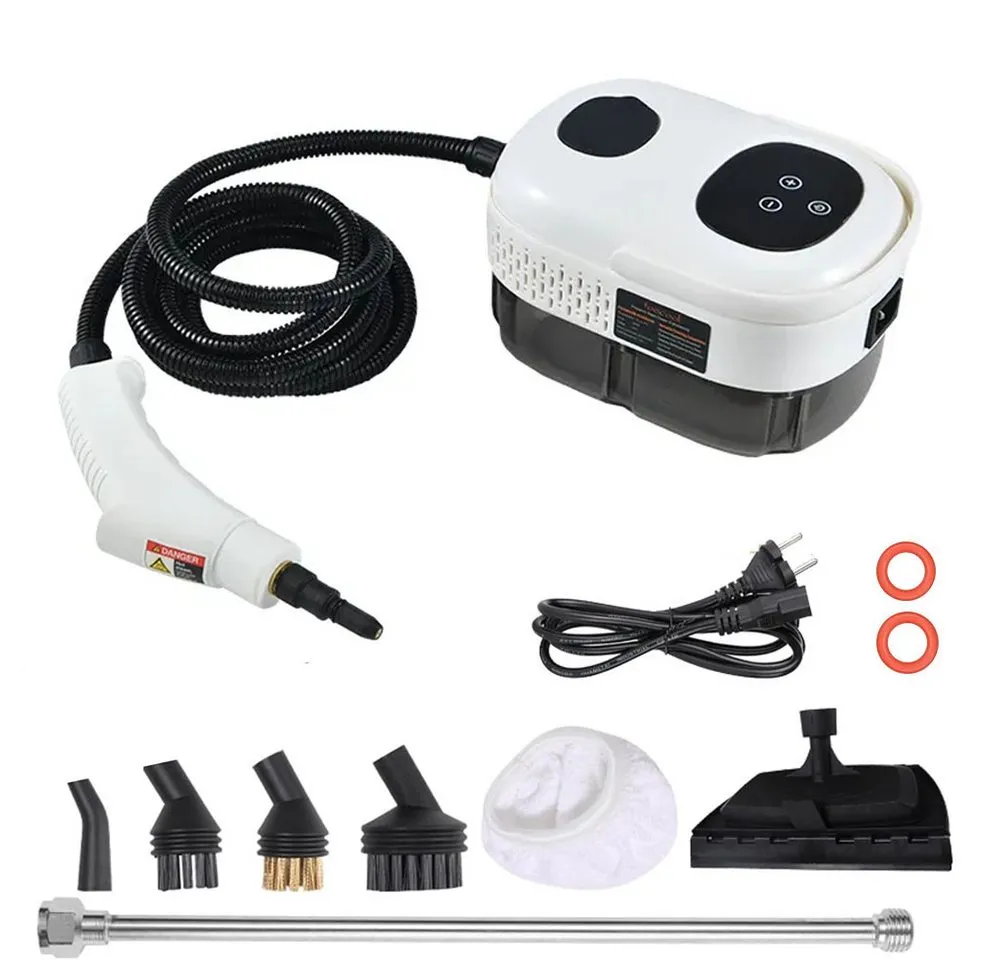 QUBEBU Handdampfreiniger 2500W Tragbarer Dampfreiniger Multifunktionaler Handdampfreiniger, 2500,00 W, mit 6 Geschwindigkeiten einstellbar und 3 Arten von Bürstenköpfen.