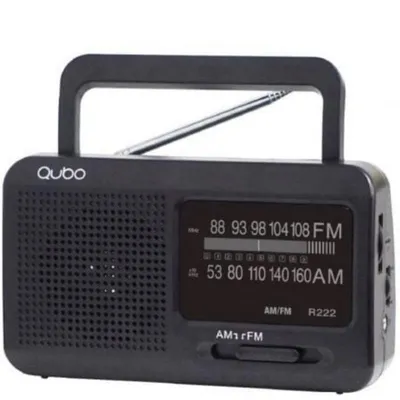 Tragbarer Radio Qubo R-222 AM/FM Schwarz mit Griff und Doppelstromversorgung