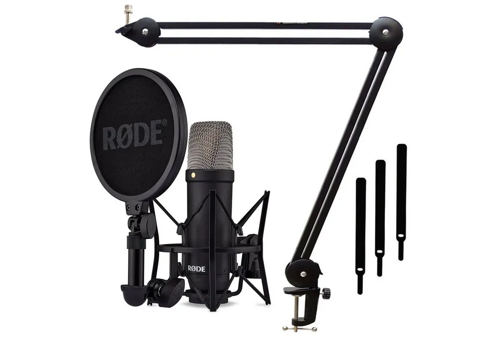 RØDE Mikrofon Rode NT1 Signature Black Mikrofon mit Gelenkarm (mit Gelenkarm-Stativ)