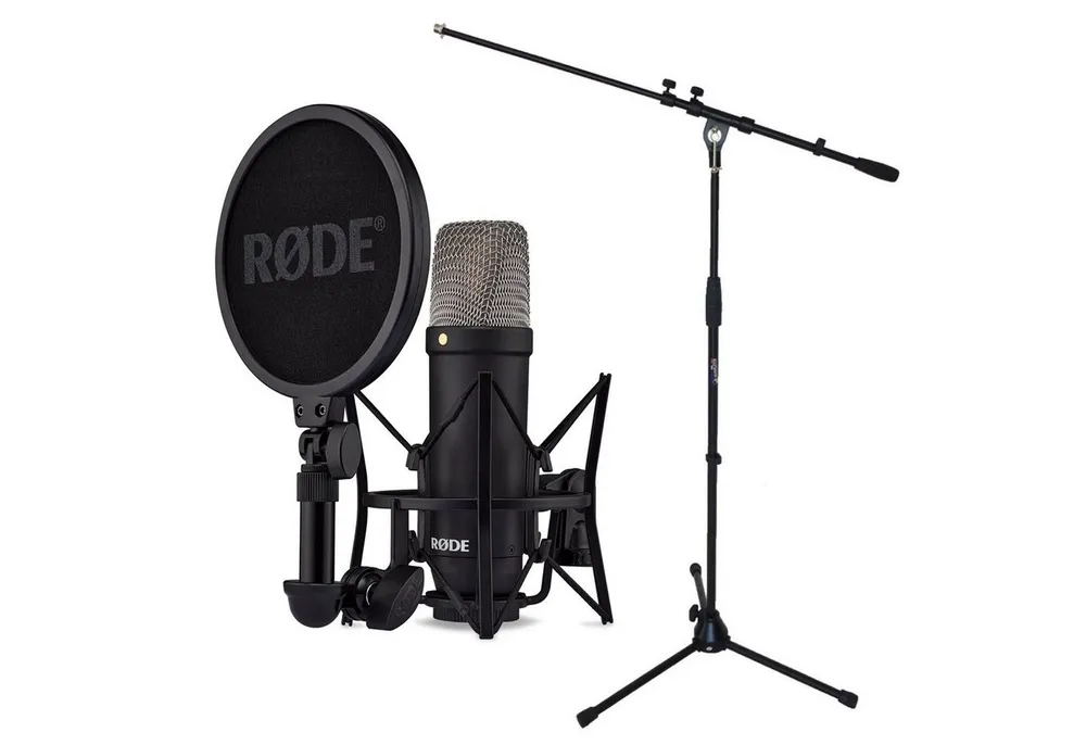 RØDE Mikrofon Rode NT1 Signature Black Mikrofon mit Stativ (mit Mikrofon-Stativ)